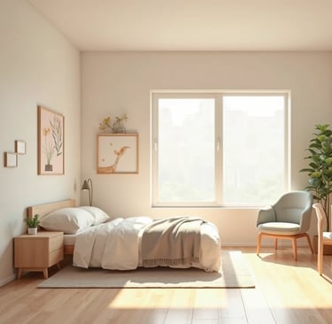 QUARTO MINIMALISTA COM LUZ NATURAL