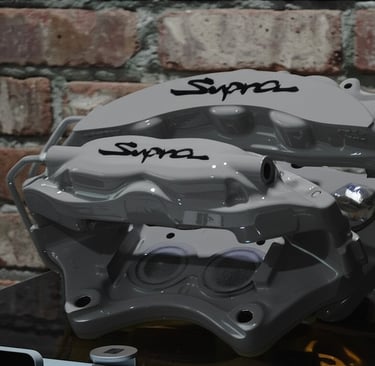 Signal Grey CTSV calipers built for a MKIV Supra