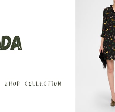 a woman in a dress with a prada clutch and shoes