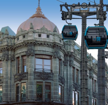 Imagen de como se veria un cable bus en la ciudad de puebla