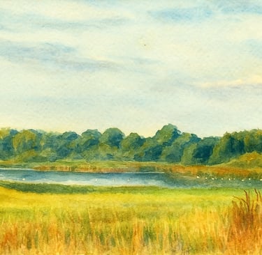 Morgendlicher Blick auf den Wreecher See. 