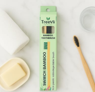 Premium TreeVli bamboo toothbrush in recyclable packaging – eco-friendly alternative to plastic
