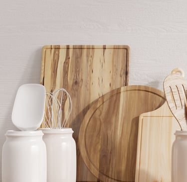 a kitchen counter with a variety of utensils and utensils