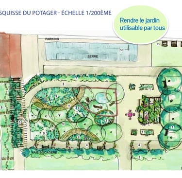 esquisse plan d'un jardin thérapeutique en institution médico sociale
