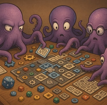 a group of octopuss playing a game of dice and dicers