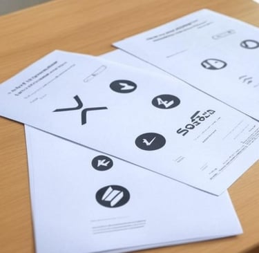 a bunch of paper with a bunch of different symbols