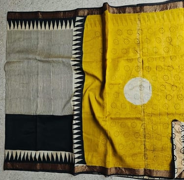 special yellow and white tone maheshwari silk saree