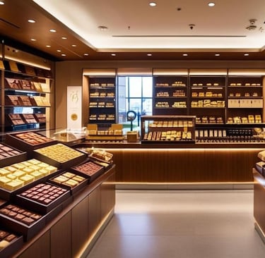 various chocolates in a shop