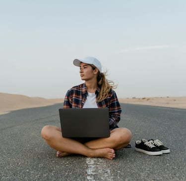 girl sitting on road mean free world of sct member