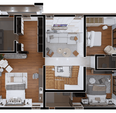 West facing Fortune Hestia villa rooftop plan showcasing open terrace