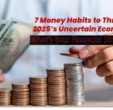 a man holding money and money stacks with the words 7 ways to make money