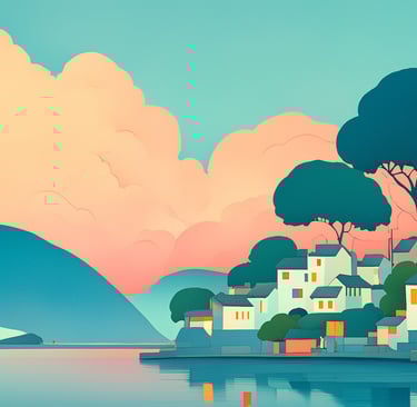 Serene village by the sea