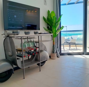 Photo of the seaview living room of an apartment in El Cotillo