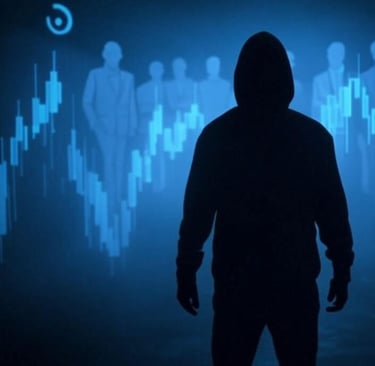 a person in a hoodie standing in front of a wall with a blue background