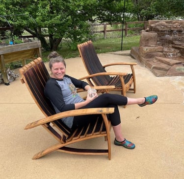customer in barrel chair