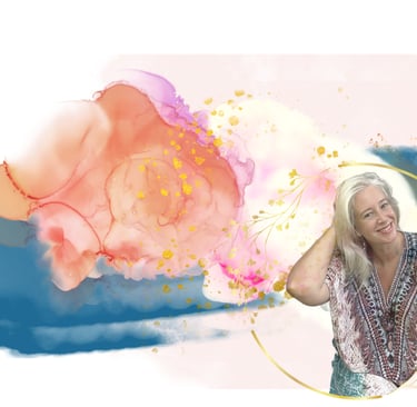 Maryann smiling in golden circle, guiding soulful change across corporate and spiritual worlds
