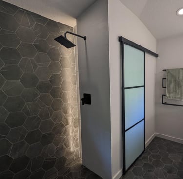 new modern master bathroom