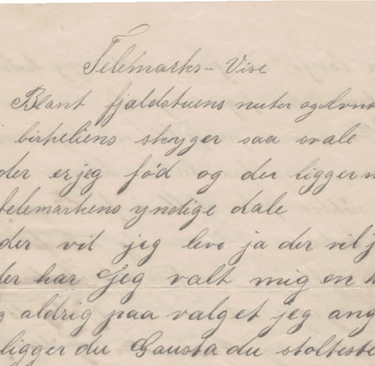 A handwritten Norwegian poem