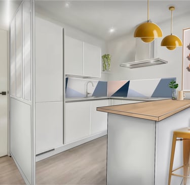 Agencement d'une cuisine dessiné sur Procreate