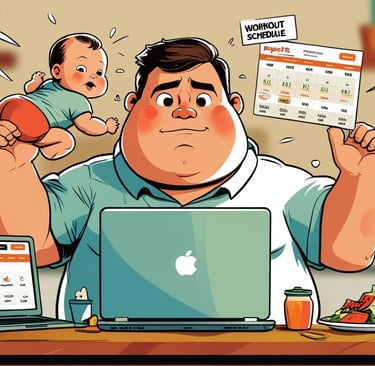 a man sitting at a table with a laptop and a baby
