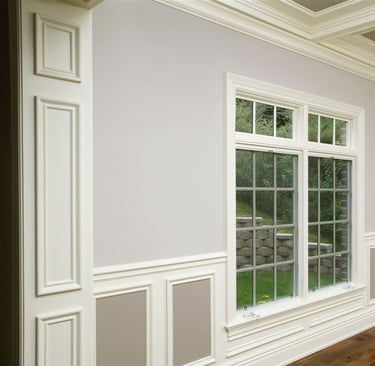 Finish carpentry and millwork around doors, windows and room
