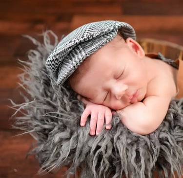 Newborn Photography baby in bucket