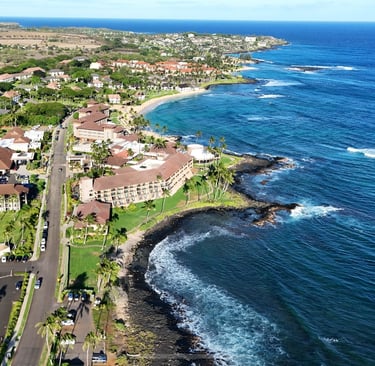 poipu hawaii drone shot coast