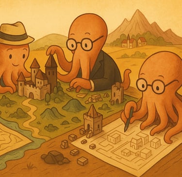 a group of octopuss playing a game of board games