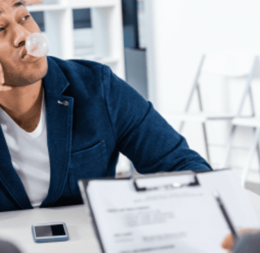 man getting bored during a job interview