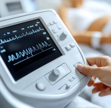 A medical device showing the patient's heart rate.