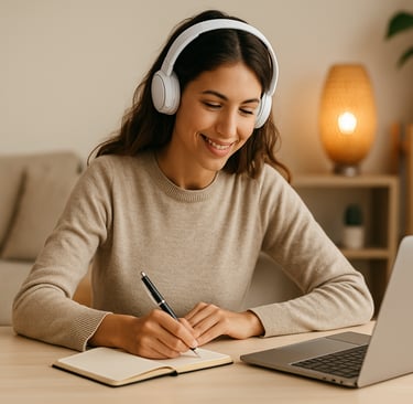 Femme en formation avec Rising Woman Studio, coaching en ligne