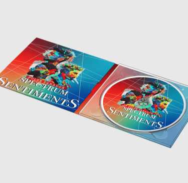 Open CD case for Spectrum of Sentiments, featuring bold colors & fragmented portraits
