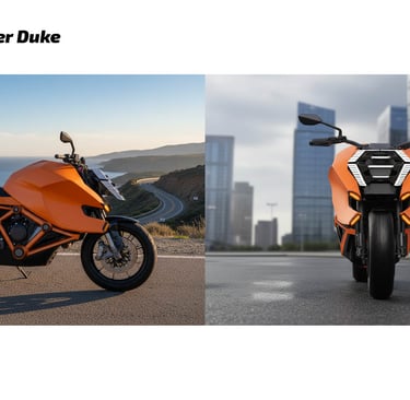 AI-enhanced motorcycle concept render highlighting form and proportions by Koorosh Shojaei