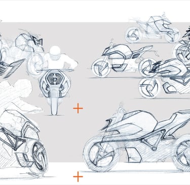 Evolution sketches analyzing the KTM Super Duke design language by Koorosh Shojaei