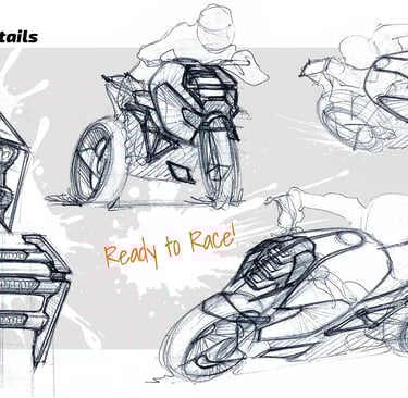 Iterative design development sketches for next-gen KTM concept by Koorosh Shojaei