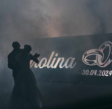 baner weselny z imionami nowożeńców