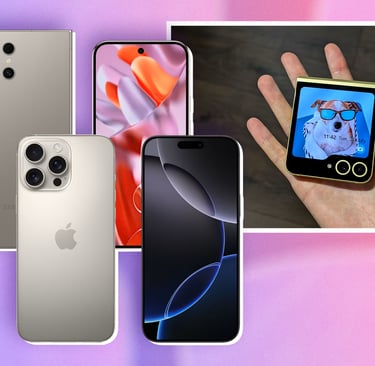 a series of photos of a person holding a cell phone