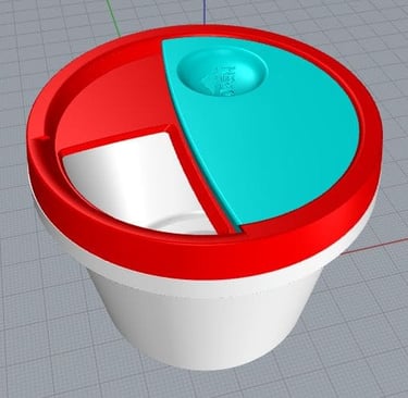 CAD model of the disposable sauce container design, designed by Koorosh Shojaei