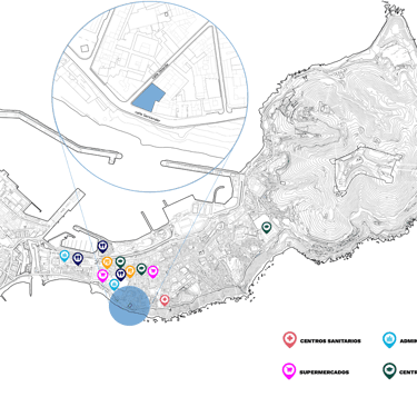 mapa con la localización exacta del edificio Thalassa Residencial y todas las infraestructuras cercanas.
