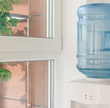 a water bottle with a water bottle on top of it