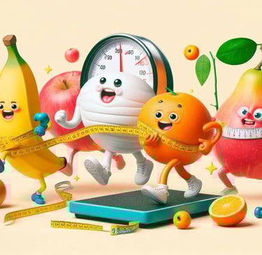 des personnages en forme de légumes font de l'exercice physique pour perdre du poids