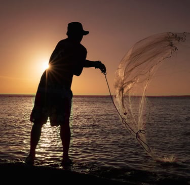 Technique de pêche à l'épervier - Littoral Kourou