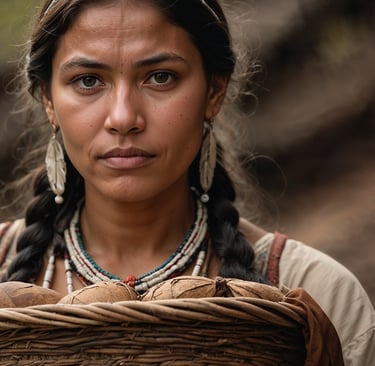 Native American Cherokee gathering food