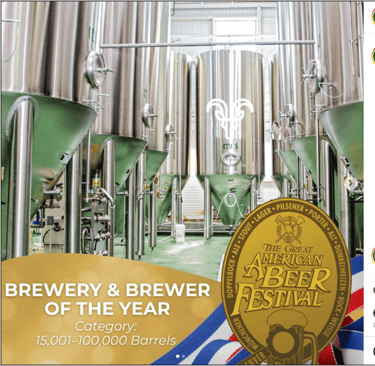 screenshot of post by vontrappbrewing winning award