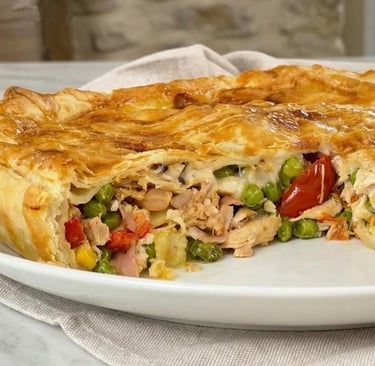 Torta salata di pollo e verdure