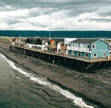 Anchorage, AK - A spit of land off the mainland called Homer Spit, next to Homer Alaska