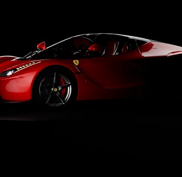 Direct side view of a La Ferrari 3d model created for an ad