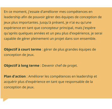 objectif personnel au travail exemple