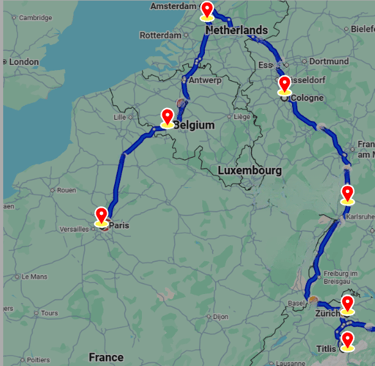 Sparkling Europe Group Tour Map Aventro Holidays 