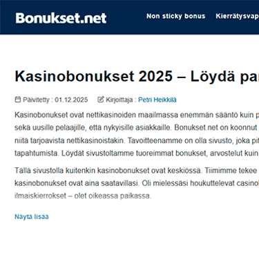 Bonukset.net sivuston banneri
